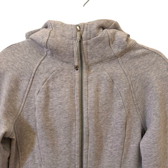 Lululemon Scuba Hoodie Cotton Full Zip Fleece in "Heathered Vapor" Gray Size 6 - Picture 7 of 14